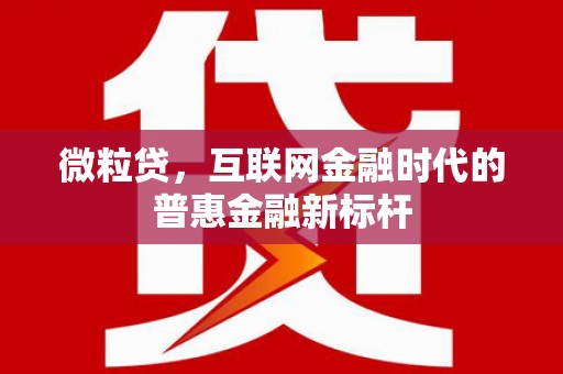 六枝微粒贷，互联网金融时代的普惠金融新标杆