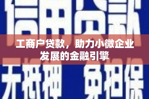 六枝工商户贷款，助力小微企业发展的金融引擎