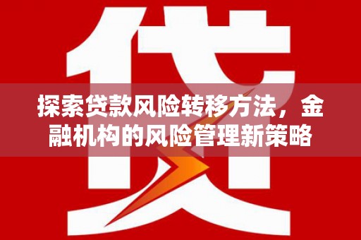 六枝探索贷款风险转移方法，金融机构的风险管理新策略