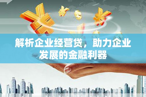 六枝解析企业经营贷，助力企业发展的金融利器