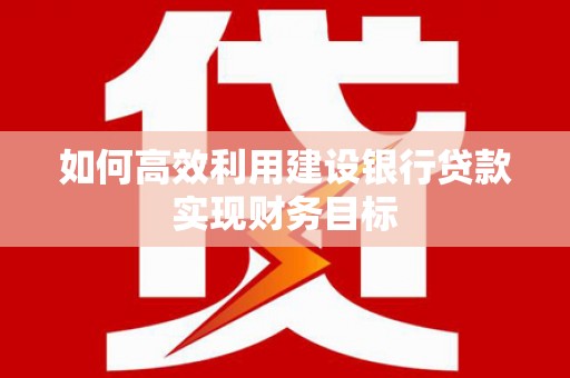 六枝如何高效利用建设银行贷款实现财务目标