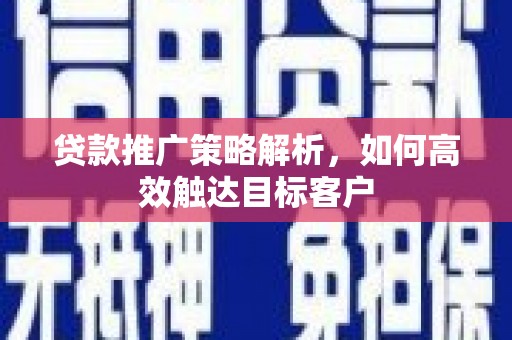 六枝贷款推广策略解析，如何高效触达目标客户