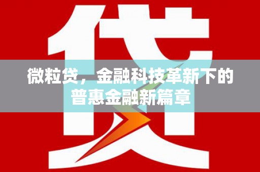 六枝微粒贷，金融科技革新下的普惠金融新篇章