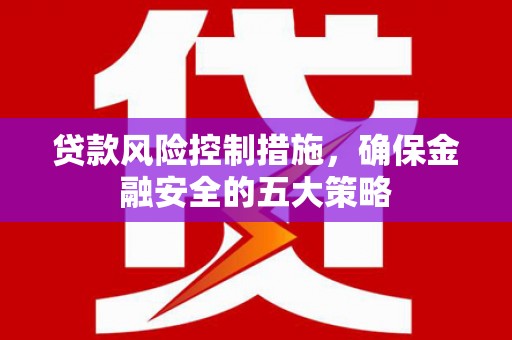 六枝贷款风险控制措施，确保金融安全的五大策略