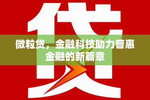 六枝微粒贷，金融科技助力普惠金融的新篇章