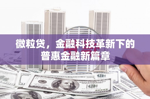 六枝微粒贷，金融科技革新下的普惠金融新篇章